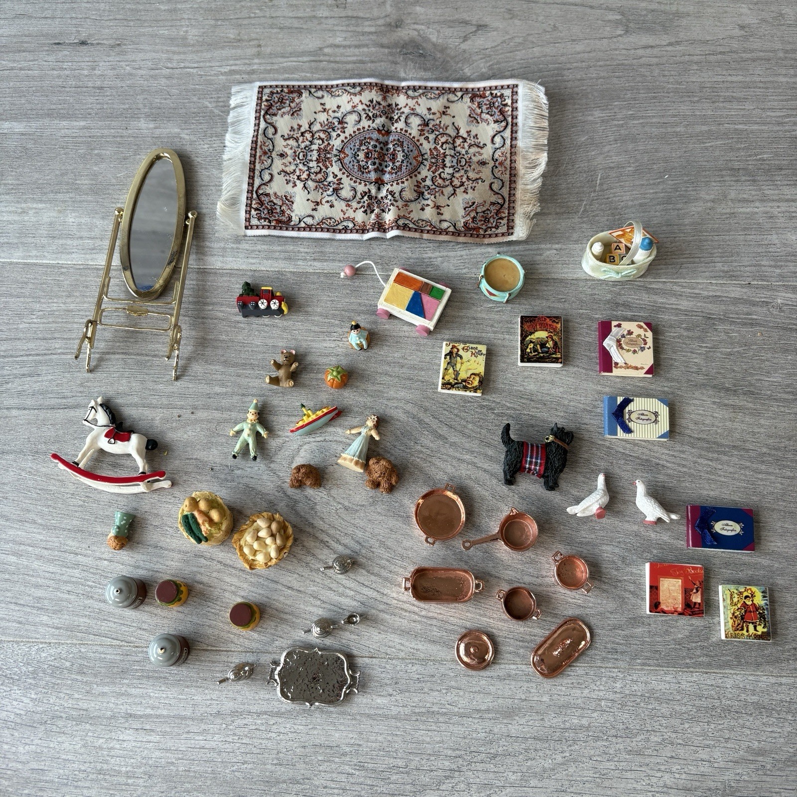 Dolls House Miniatures Hand Decorated Accessories Pots Toys Animals Books Bundle