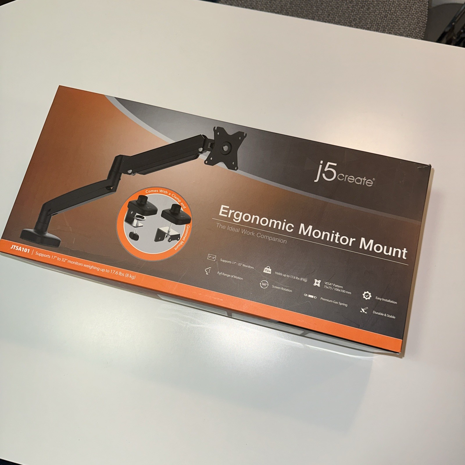 j5create Ergonomic Monitor Mount JTSA101 OPEN BOX!!! USED ONCE VESA Monitor Arm