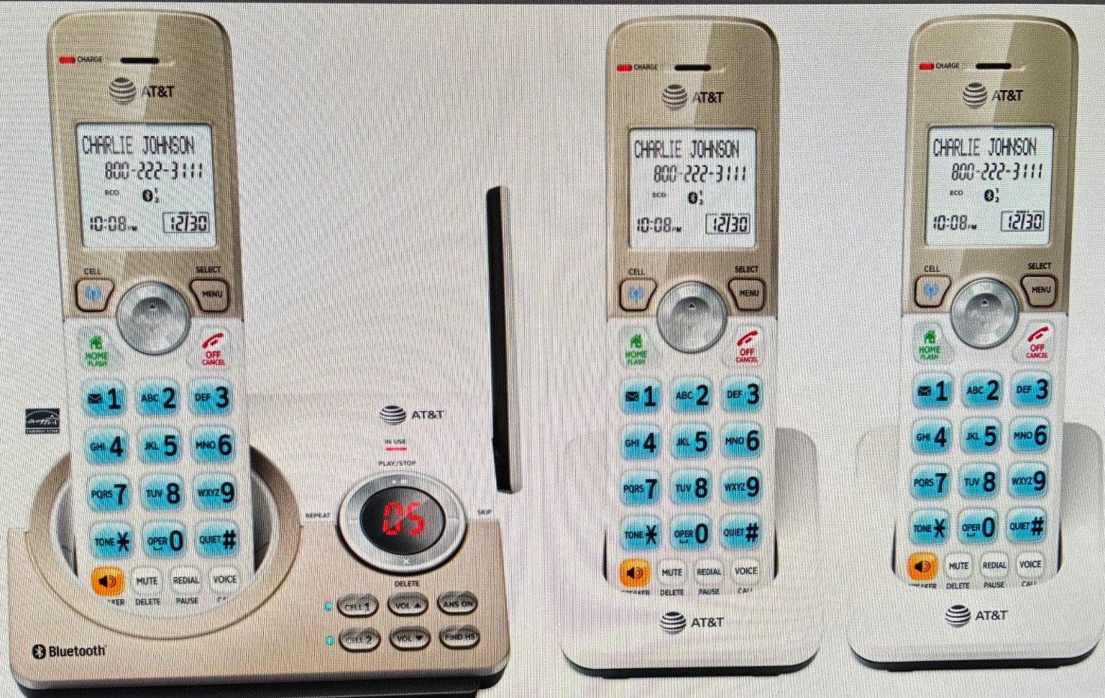 AT&T DL72319 DECT 6.0 3-Handset Cordless Phone for Home with Connect to Cell