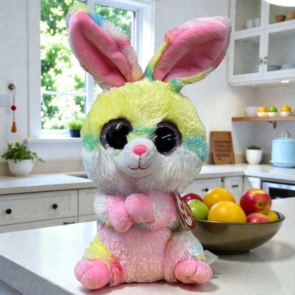 Ty Beanie Boos - "Lollipop" the Bunny Rabbit Pink Glitter Eyes 6" Plush NWT New