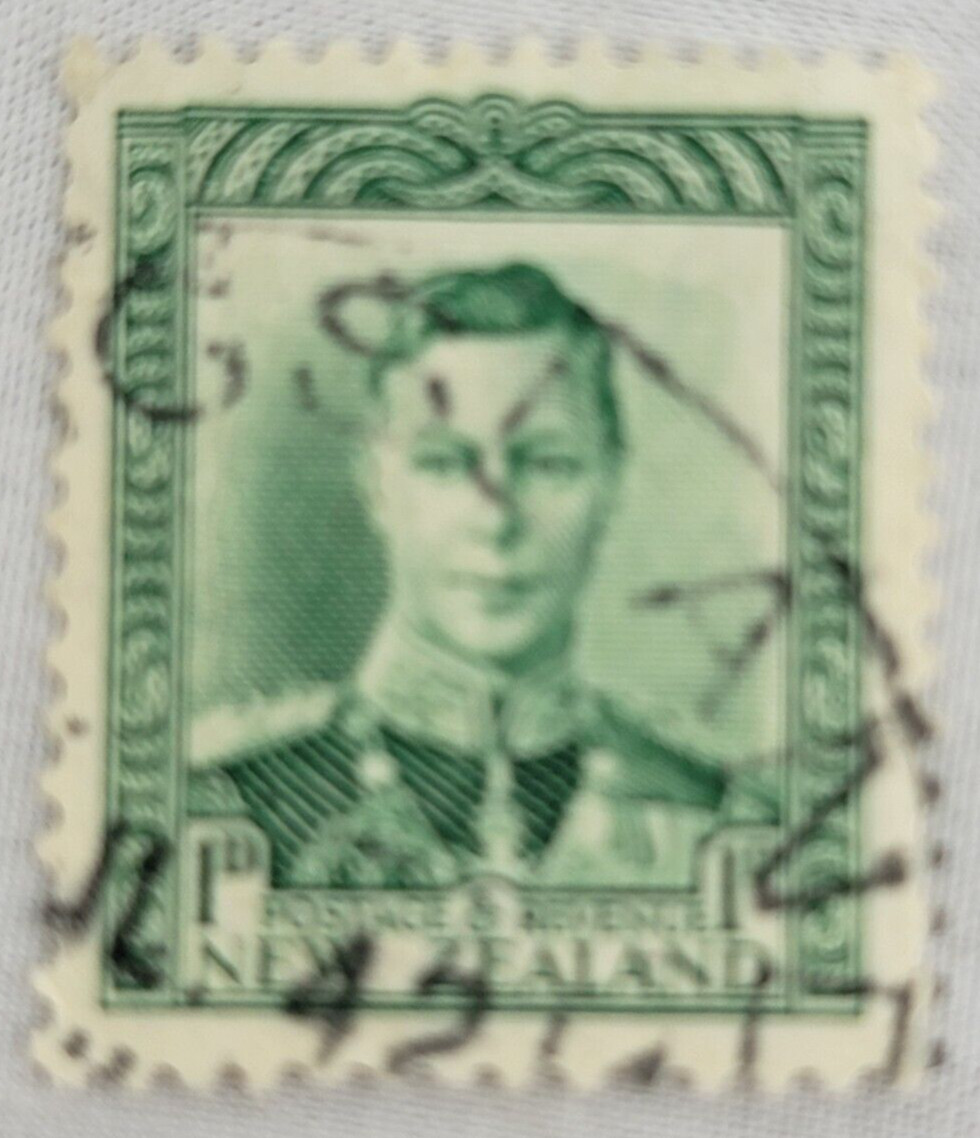 New Zealand  Postage & Revenue  Green Stamp ~ 1D ~ Cancelled/Posted ~ 1941 ~ Q73
