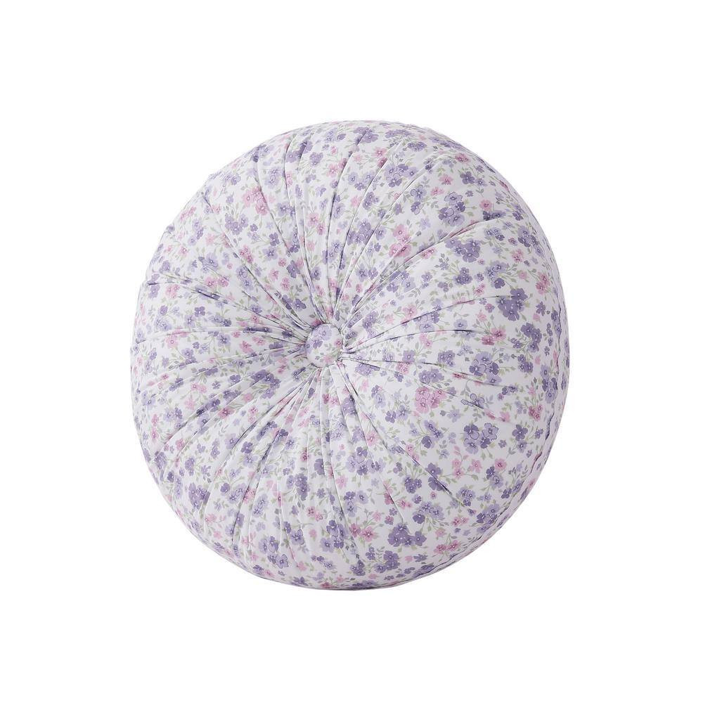 Nola Lilac Polyester Floral round Decorative Throw Pillow 15 In. L X 15 In. W
