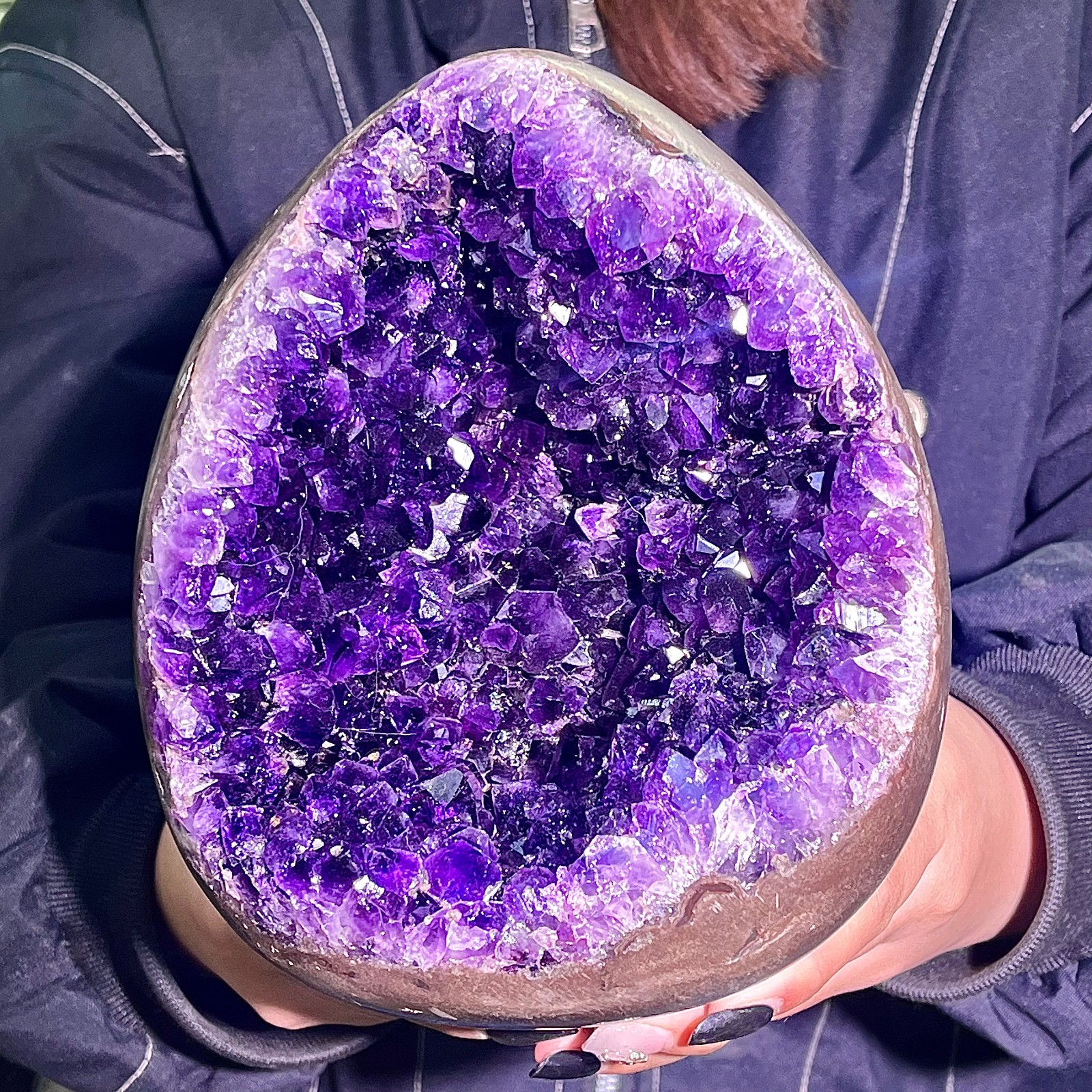8.35LB High quality Natural Amethyst geode quartz crystal Dinosaur egg healing