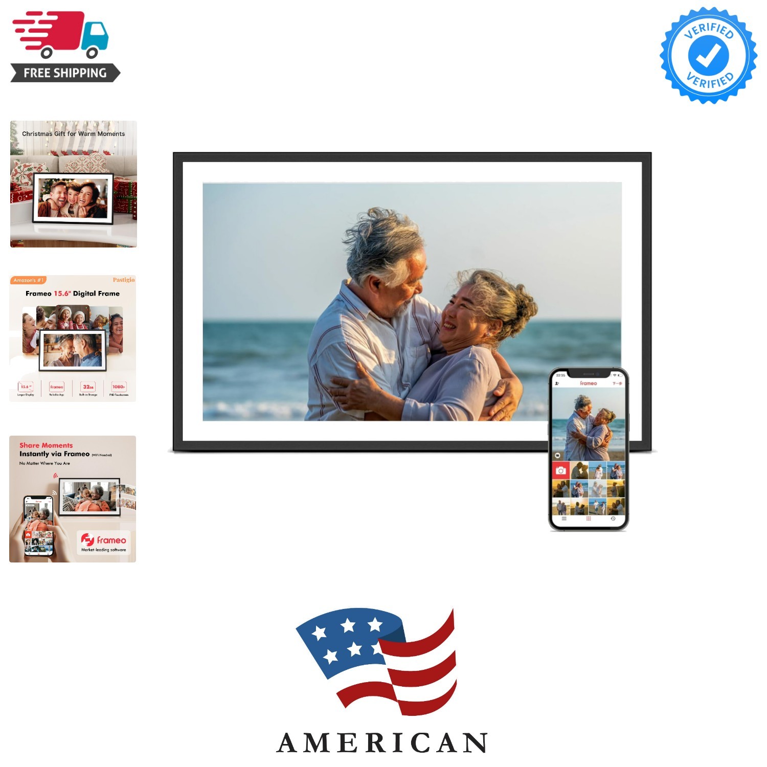 Digital Picture Frame, 15.6 Inch Large Frameo Digital Photo Frame WiFi, 32GB,...