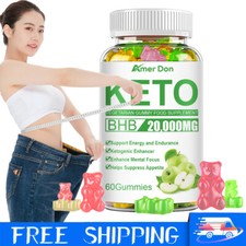 Keto BHB Gummies For Fat Burn ACV Weight Loss Detox Keto Diet Pills 60 Gummy
