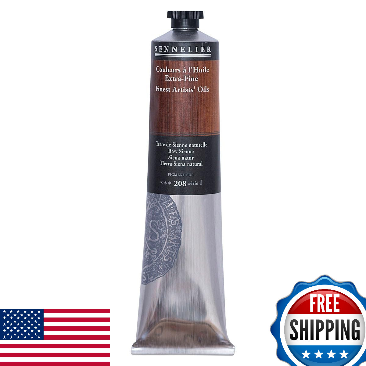 Sennelier Artists Color Oil Paint, 6.76 Fl Oz, Raw Sienna, Satin Finish