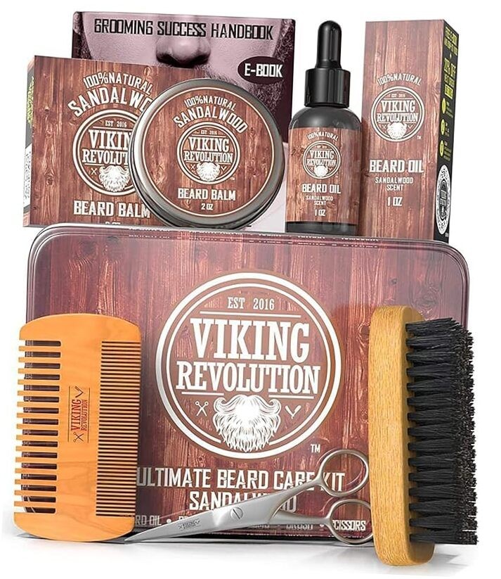  Ultimate Grooming Kit for Men - Boar Brush, Wood Comb, Sandalwood 6 Piece Set