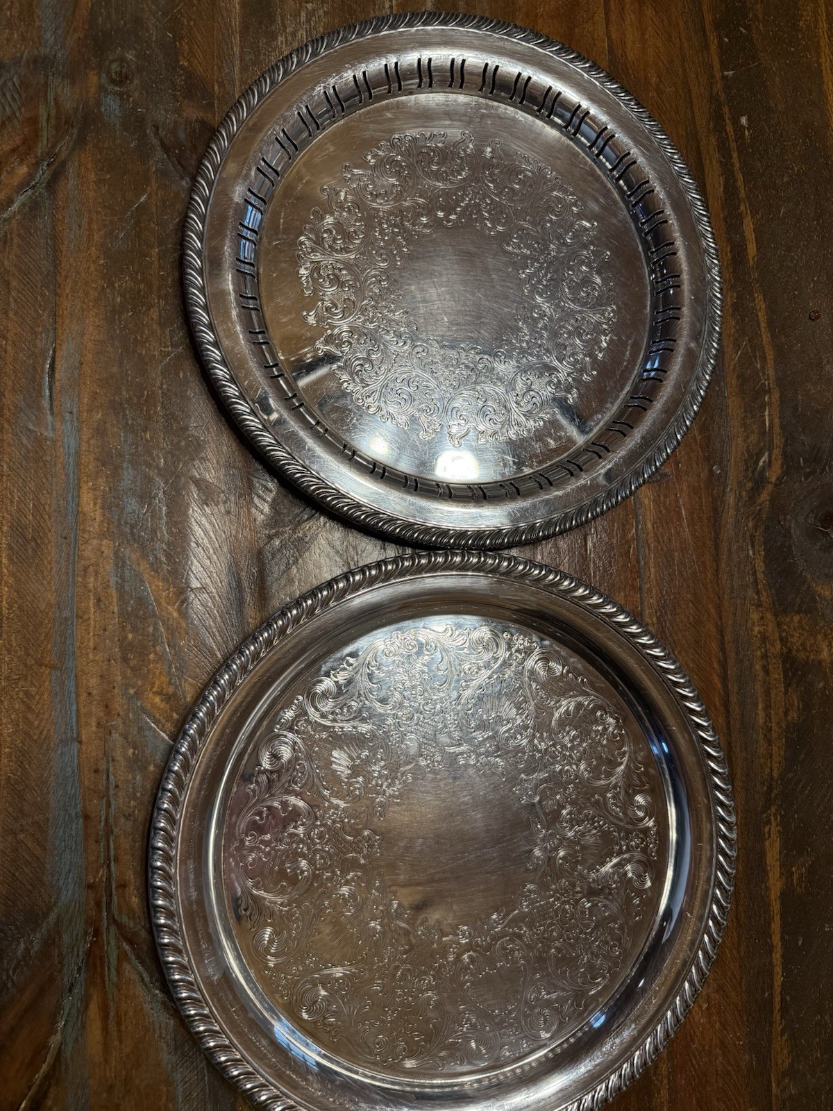 2 W.M. Rogers Silver plate Trays