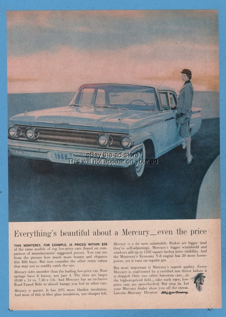 1960 Mercury Monterey sedan Everything's beautiful even the price car photo ad