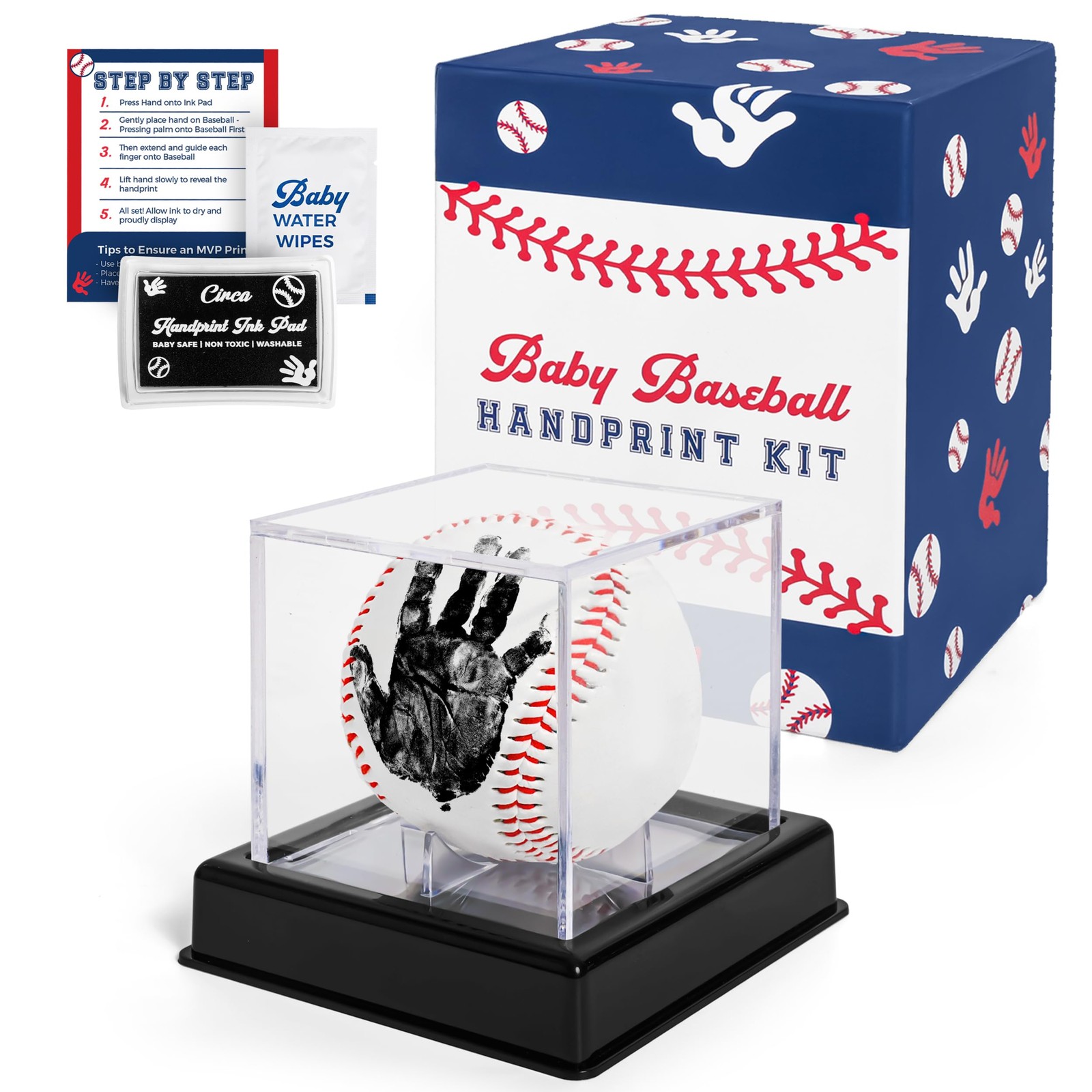 Baby Baseball Handprint Ornament Kit, Ink Pad for Hand and Footprints - Uniqu...