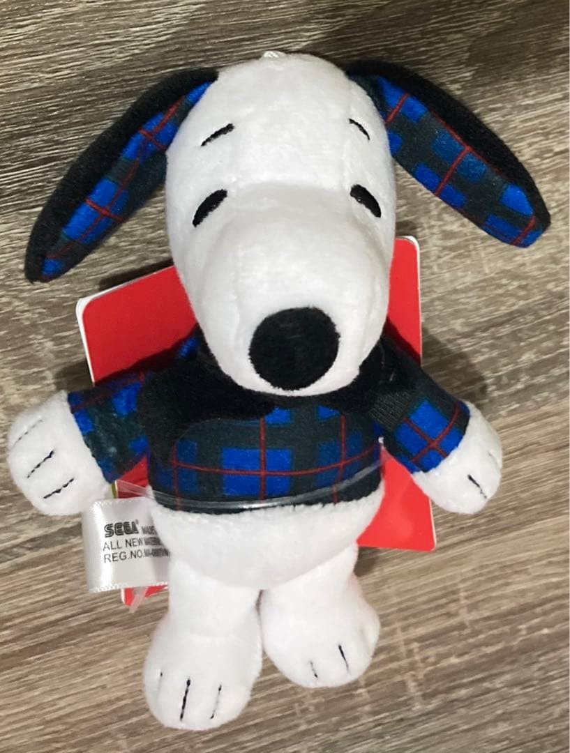 Snoopy Peanuts Mascot Check Blue Plush Toy Character Figure