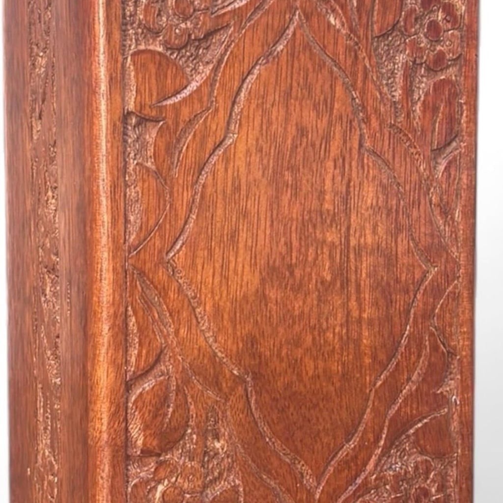 S'vaav's Handcrafted Wooden Cremation Urn Box for Ashes, Small Mahogany Carved