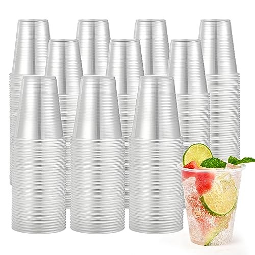  1000 Pack 12oz Plastic Cups,Disposable Clear Drinking Cups,Hot ML-1000-PP12OZ