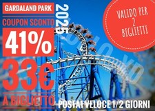 Discount coupon 41% Gardaland €33 per ticket for 2 people valid all 2025