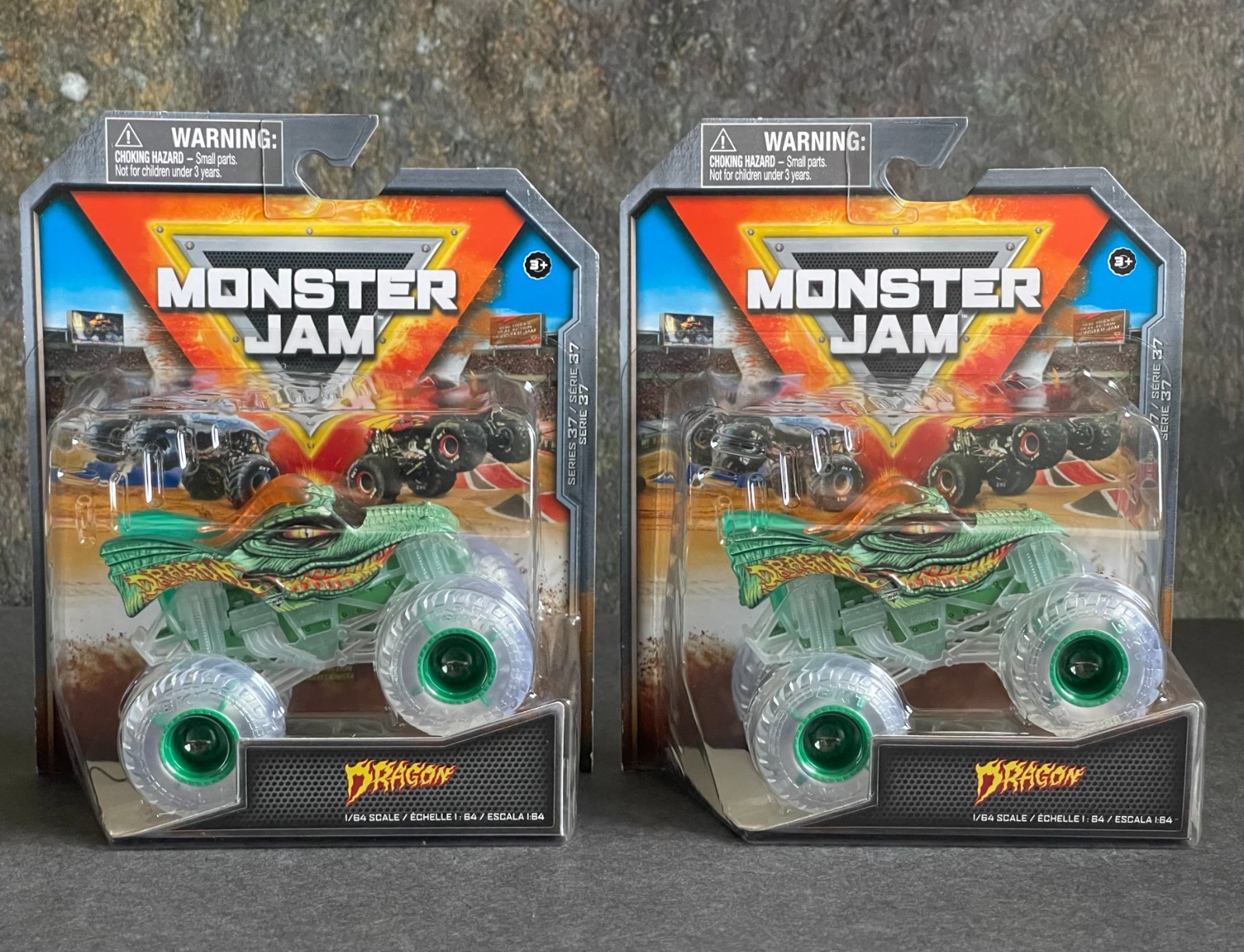 Monster Jam 🐲 DRAGON Ghost Crew 🐲 CHASE Series 37 ~ LOT OF 2!