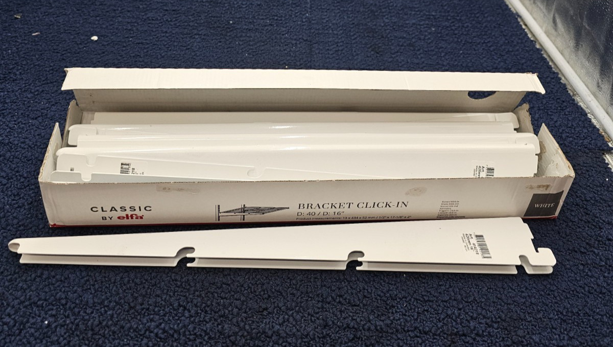 (QTY 10) Elfa 414218 16" 420MM Steel Heavy Duty Locking Shelving Bracket White