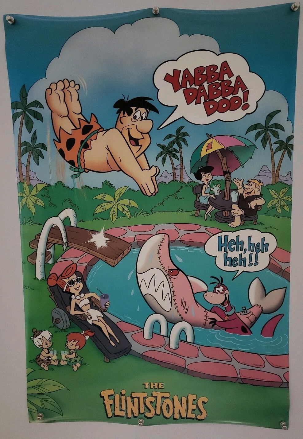 Flintstones Vacation Poster Original 1986 Vintage Cartoon Yabba Dabba Doo  21x32