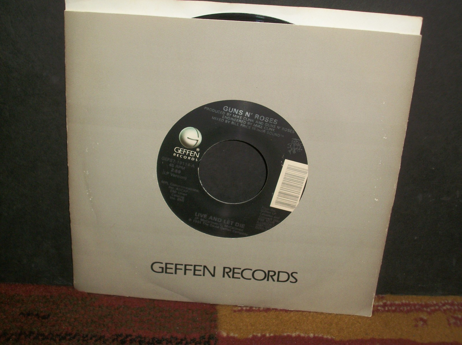 GUNS N' ROSES - Live & Let Die / (live) 45 Geffen 7"