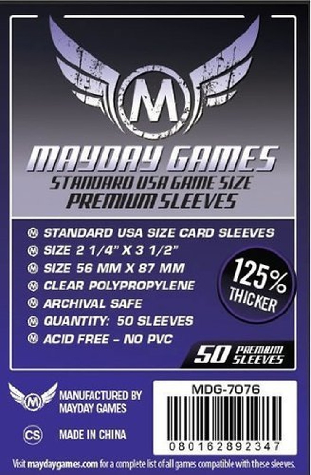 Mayday Games 56 x 87 mm Sleeves Standard USA Premium Card Game