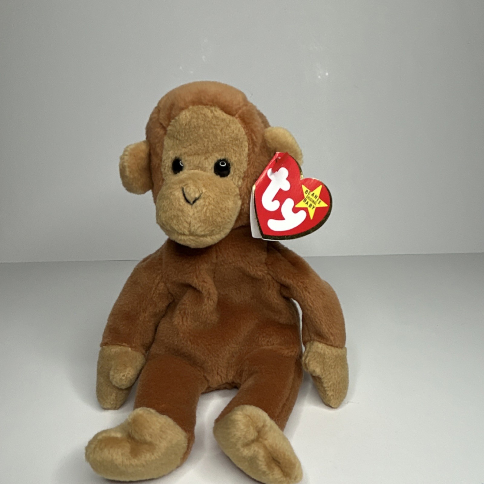 RARE Ty Beanie BONGO the Monkey (1995) – TAN TAIL Variant, PVC Pellets, Retired