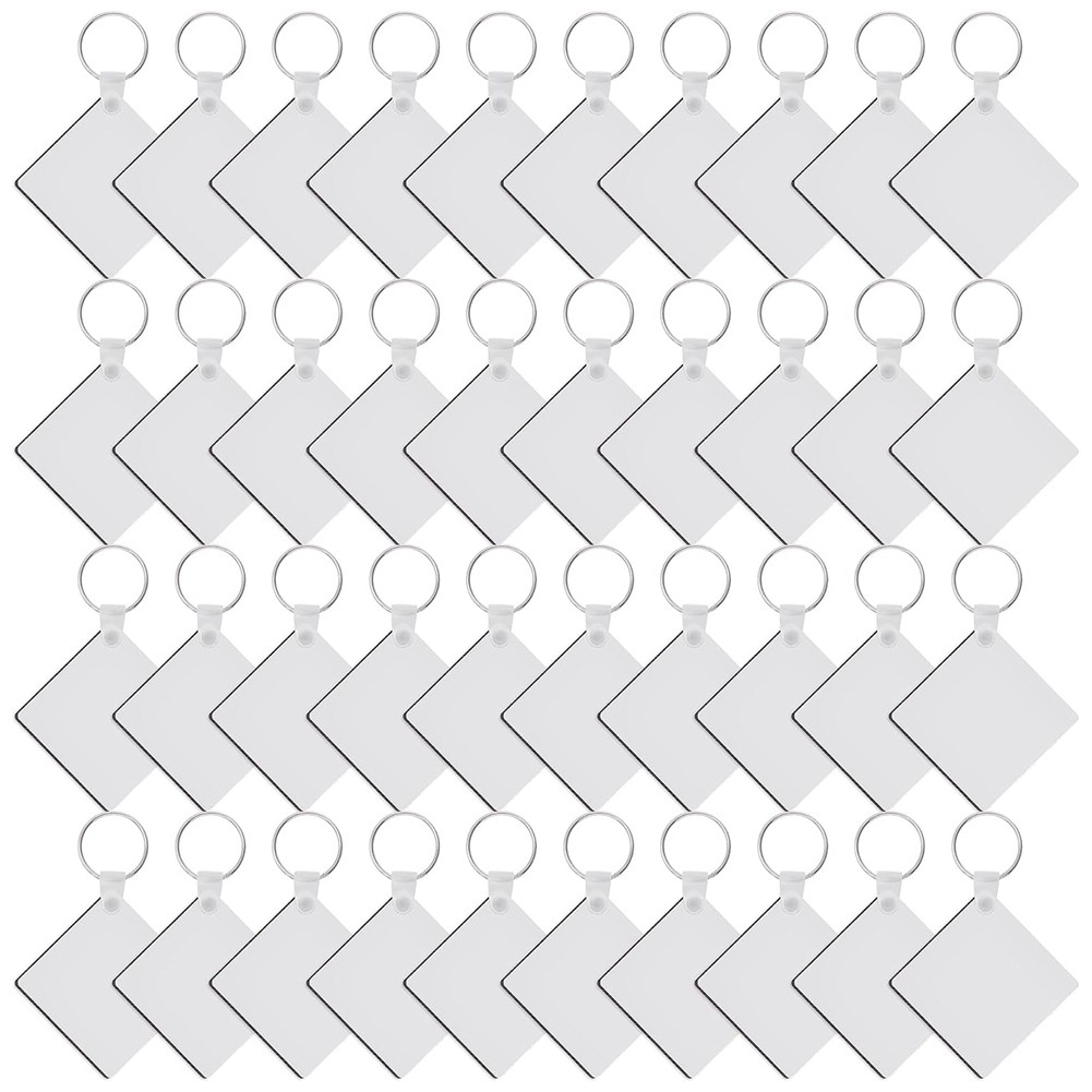 120 Pcs Square Sublimation Keyring Blanks Set with  Side Heat Transfer8171