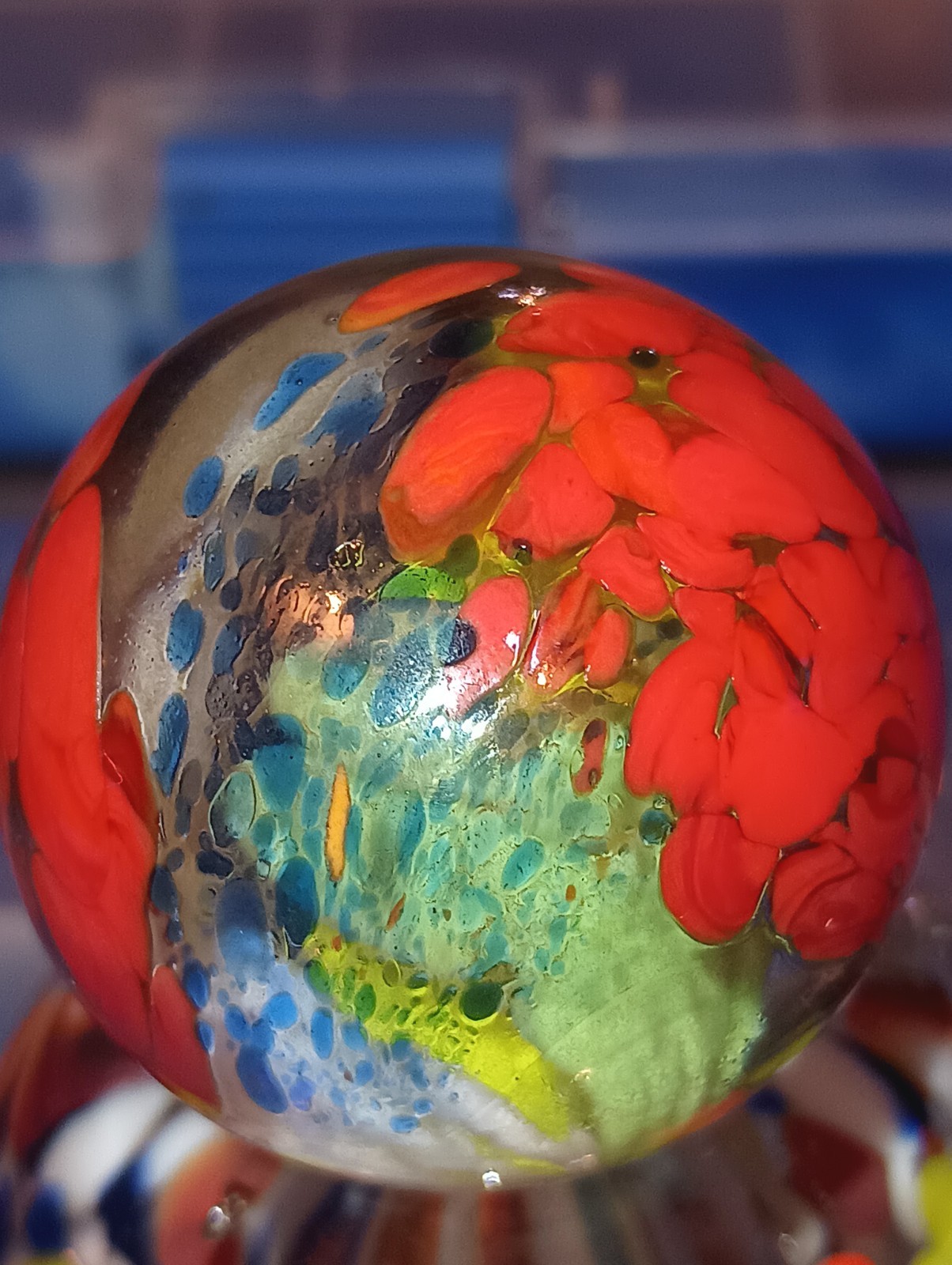 SUPER RARE HUGE 1.62 VACOR ATMOSPHERE MARBLE!! GUINEA LEOPARD BARREL PATTERN!!