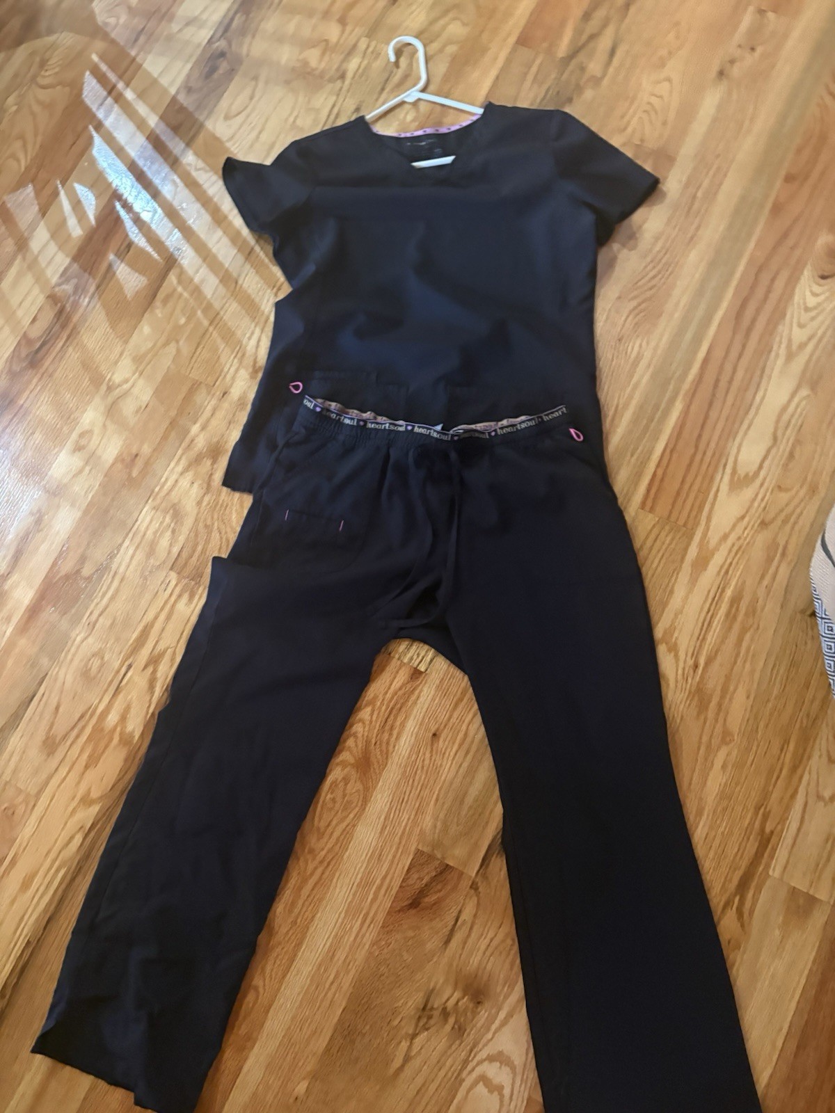 medium black scrub set