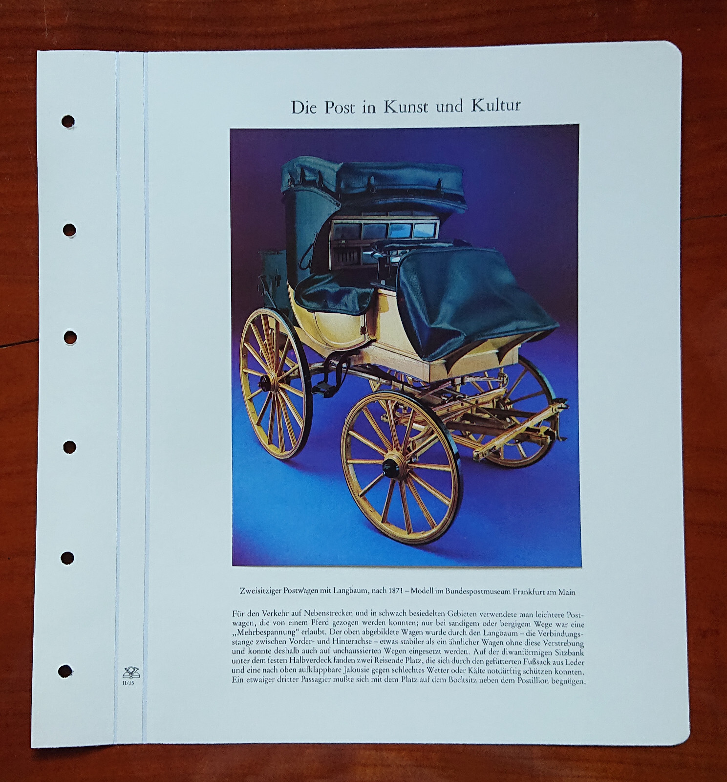 Vordruckblatt the Post Art & Culture Two-Seat Mail Wagon With Langbaum 1871