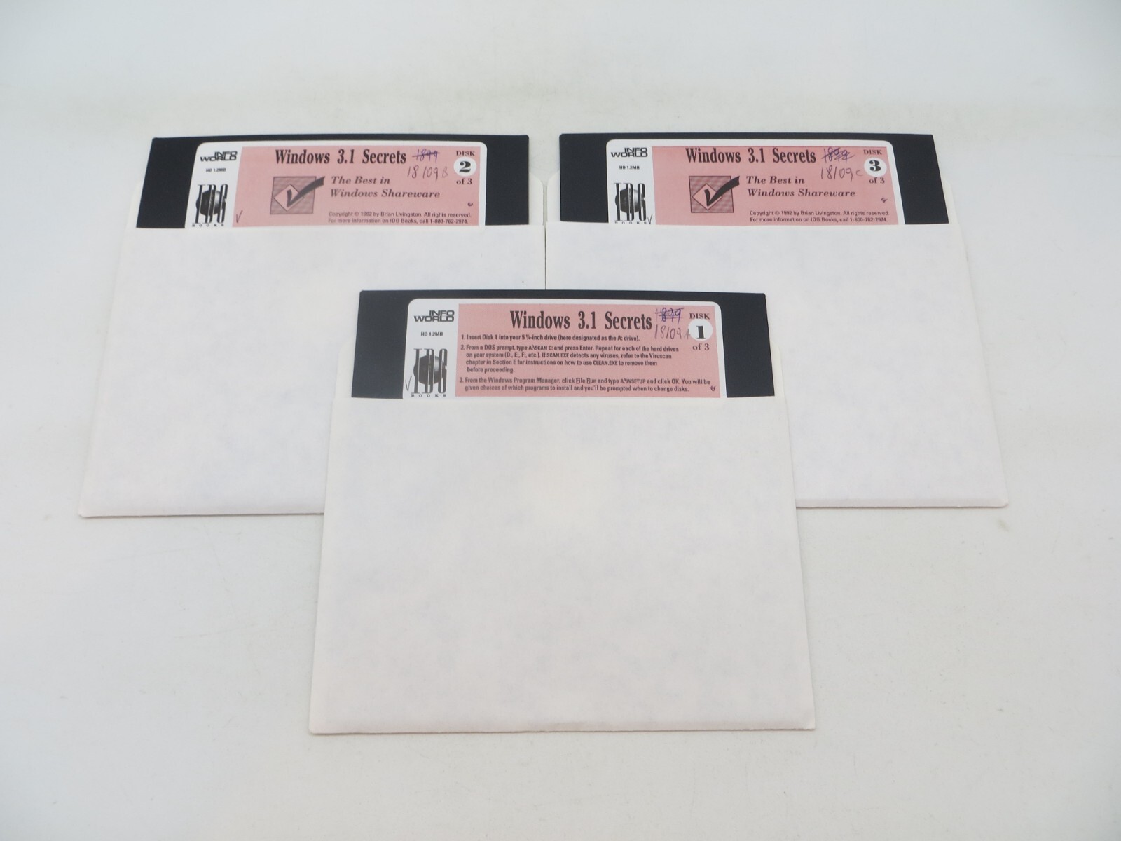 5.25" Floppy Disks WINDOWS 3.1 SECRETS 1992 Computer Software Discs vtg