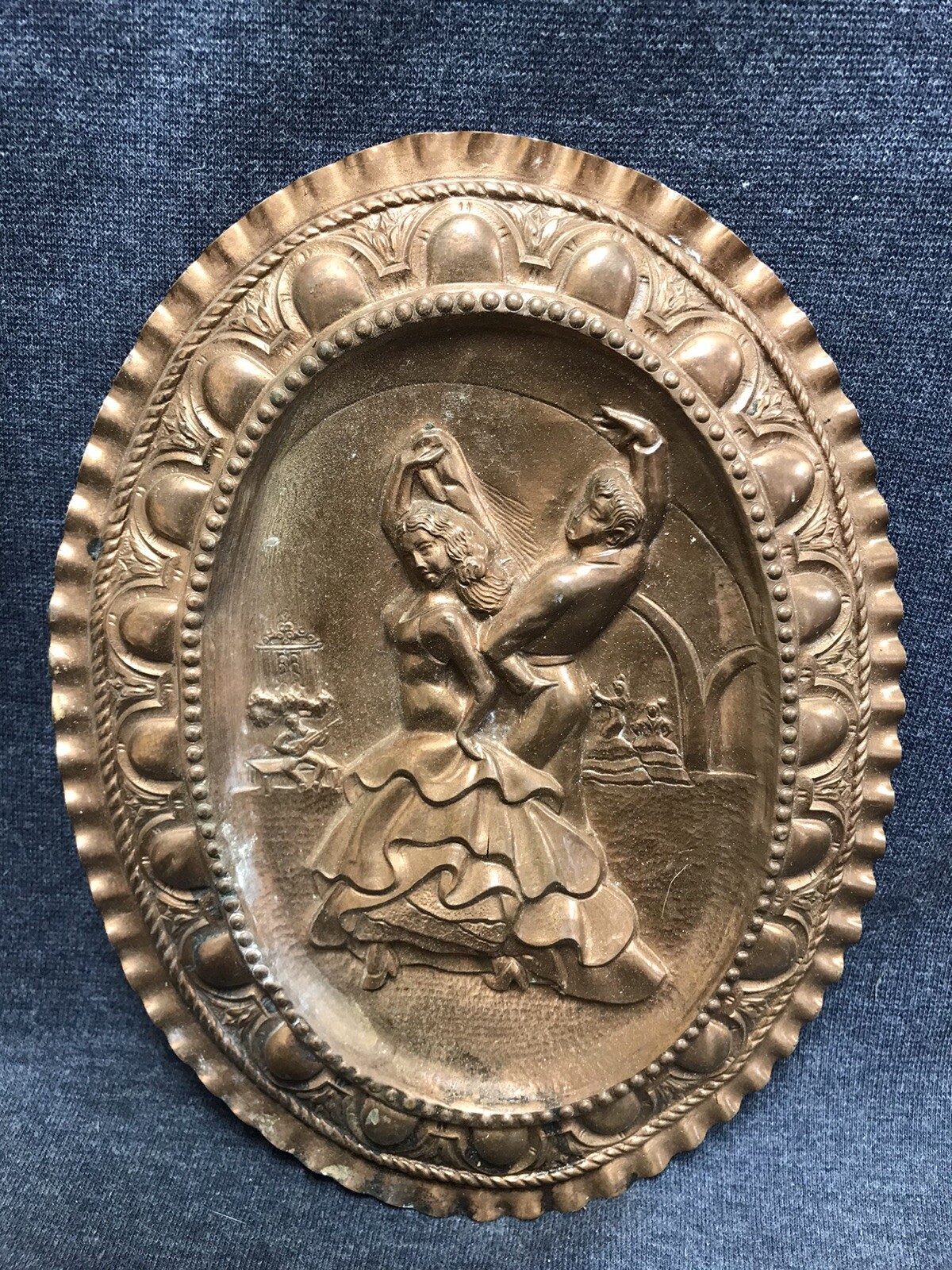 Vintage Copper Foil 3D Wall Art Flamenco Dancers 9”x7”