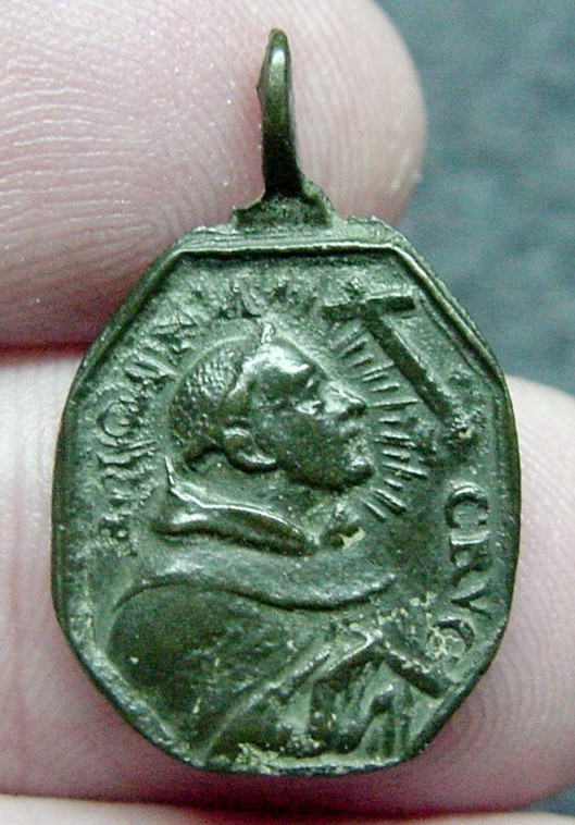 # 39- RARE DUG RELIGIOUS MEDAL  Ca. 17OO-1780 BRASS/BRONZE