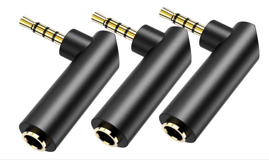 3.5mm Angle Male to Female Audio Adapter,90 Degree Right Angle Gold-Plated 3Pack