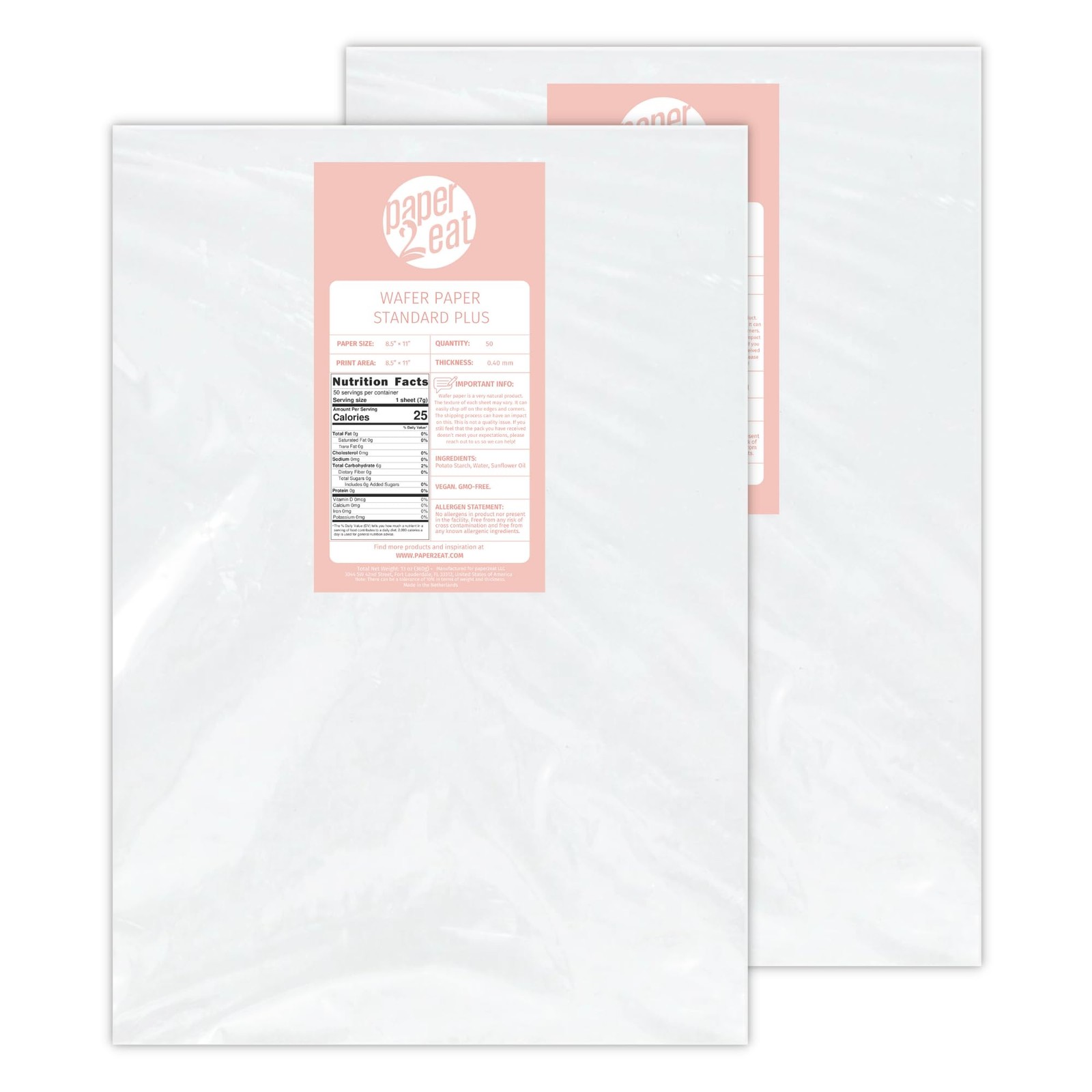 Printable Edible Wafer Paper Sheets from (0.40 mm - 100 count/Plain)