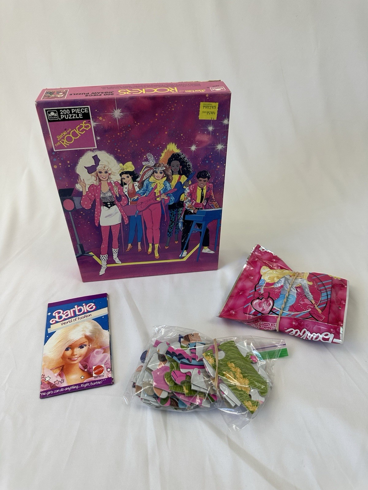 Vintage Barbie Puzzles Rockers 1980 1990 Lot of 3 Plus Paper Ephemera