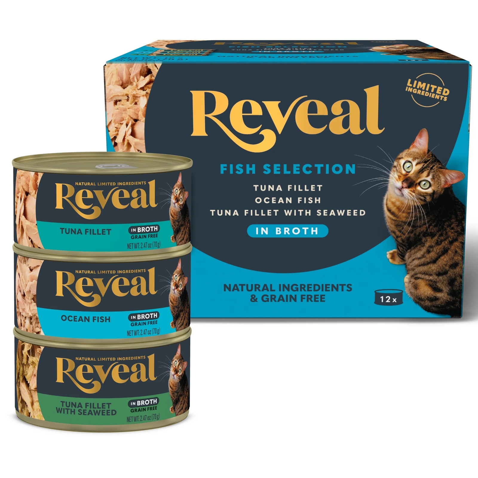 , Natural Wet Cat Food, Fish in Broth Variety Pack, 2.47Oz Can