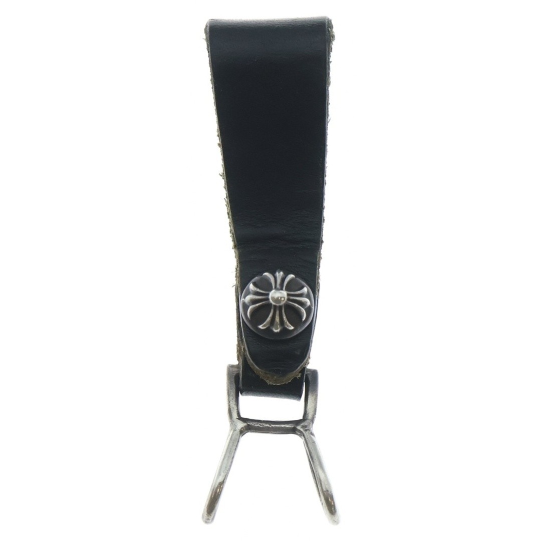 CHROME HEARTS BELT LOOP Crossball Button Leather Silver black BCA397 Used 1ff789