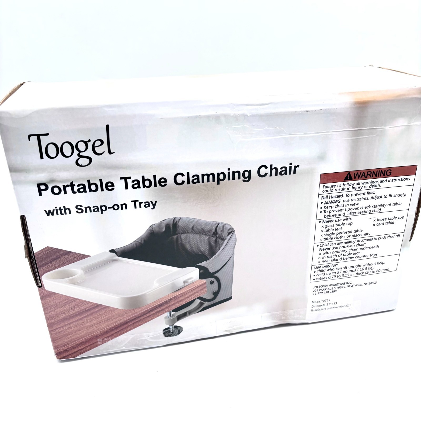 Toogel Portable Table Clamping Chair With Snap on Tray