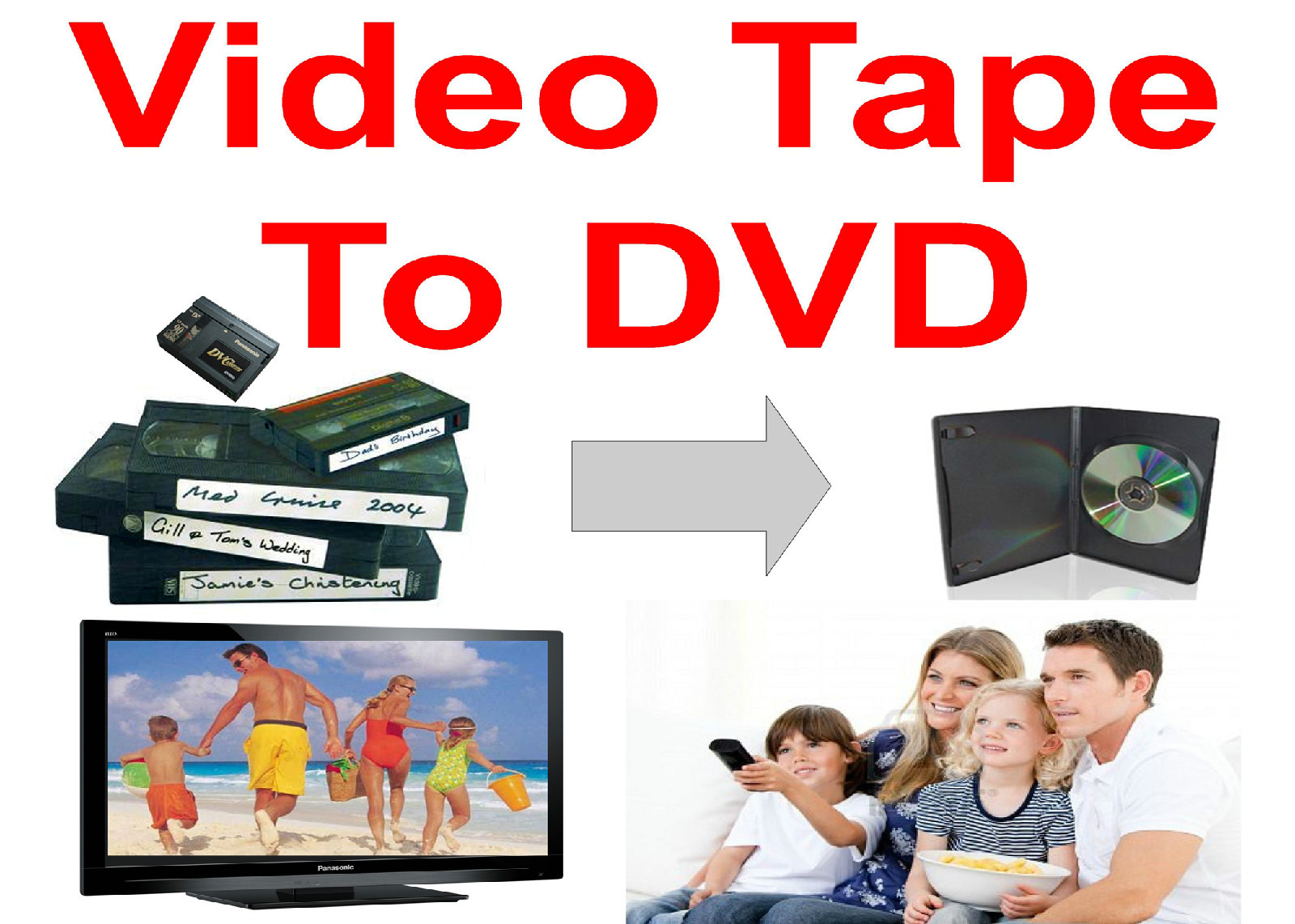 TRANSFER TO DVD * 30 Video Tape Transfers to DVD *  Convert Copy Transfer to DVD