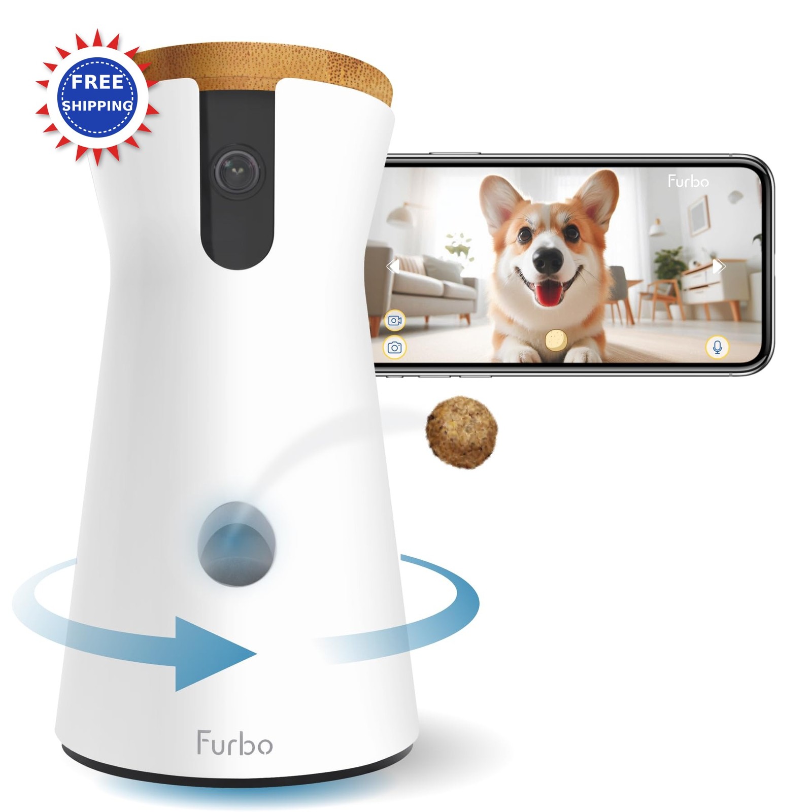 Furbo 360 Dog Camera 1 Count Security w Barking Alerts Rotating View Treat Toss