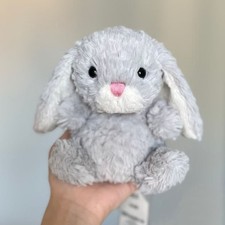Jelly Yummy Bunny Silver Soft Plush Gray Stuffed Animal Doll Cat New Dust Bag