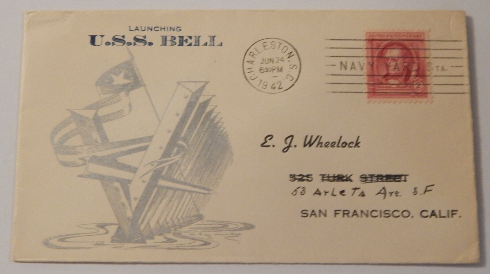 USS Bell (DD 587) launching June 24 1942 Charleston South Carolina