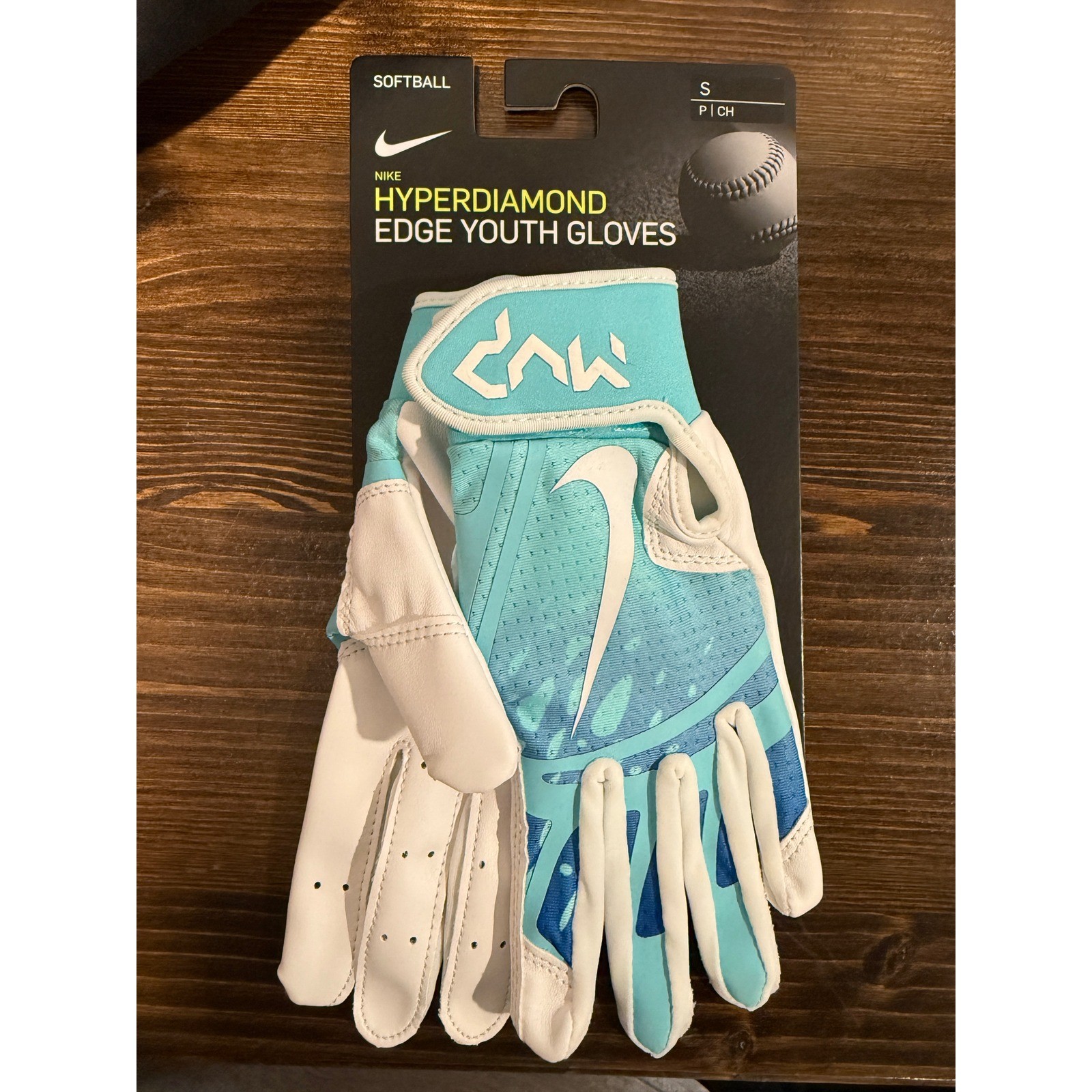 Nike Hyperdiamond Edge Youth Softball Baseball Batting Gloves Teal White S PCh