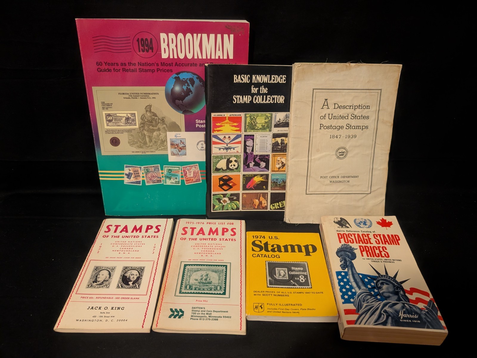 Seven (7) Stamp Books: Brookman, Basic Knowledge, US Postage 1847-1939 ID Values