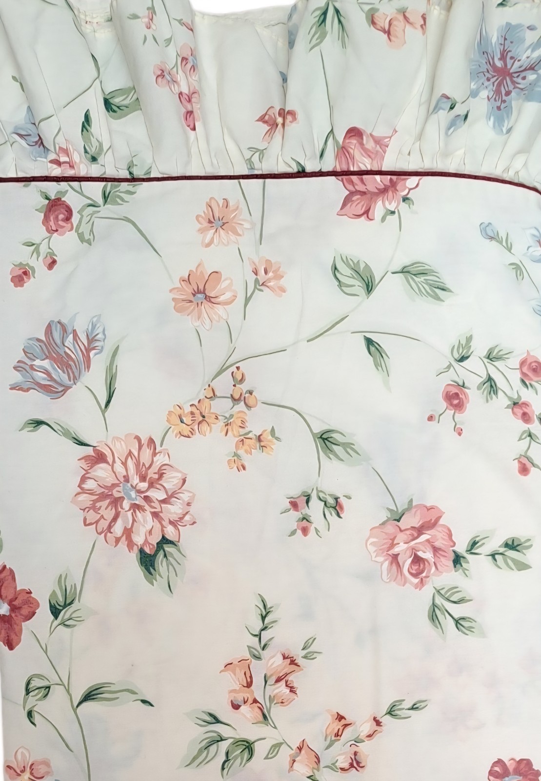 Vintage Croscill QUEEN FLAT SHEET Ruffled Border - Floral Motif Made USA