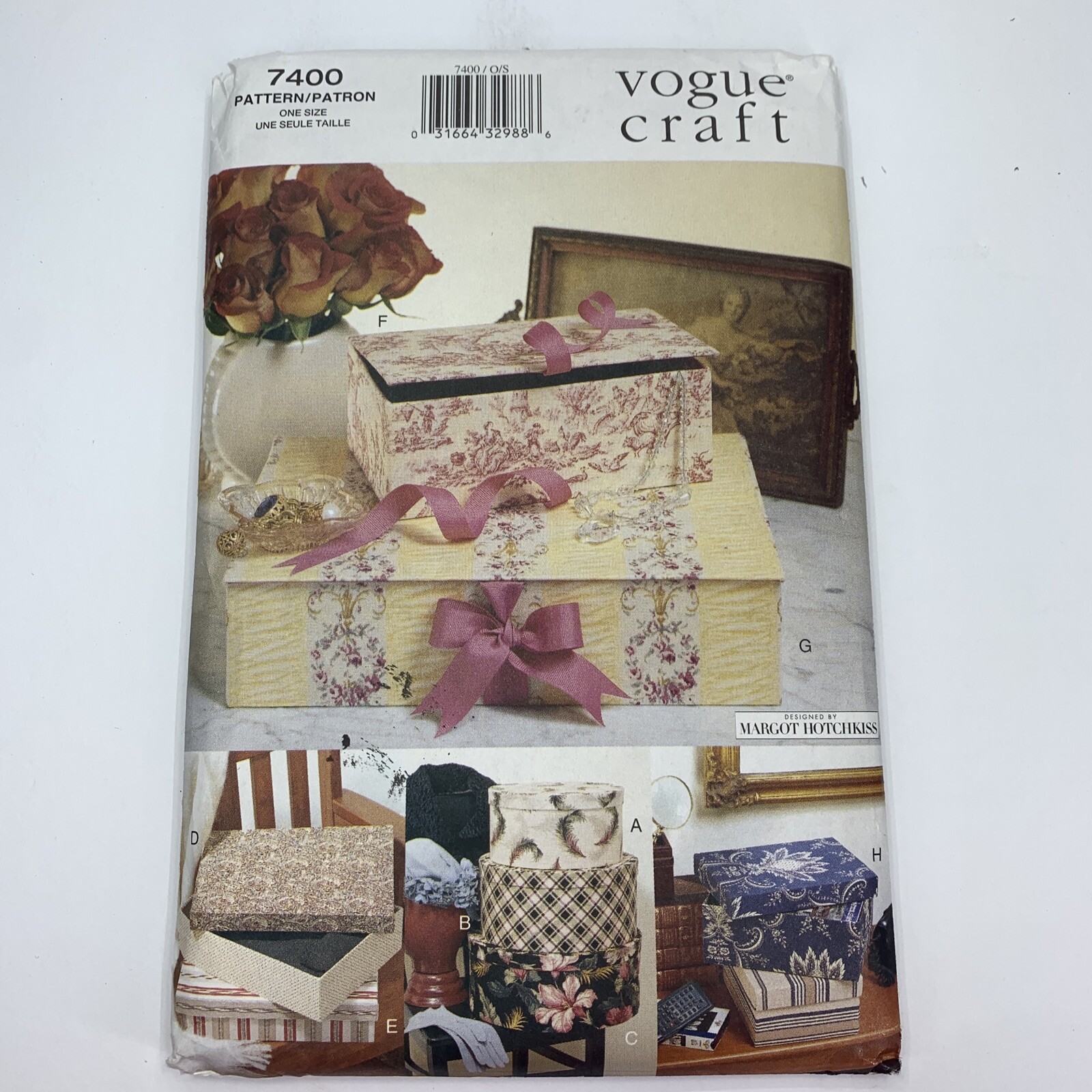 Vogue Craft 7400 Fabric Cover For Purchased Boxes Sewing Pattern **Uncut**