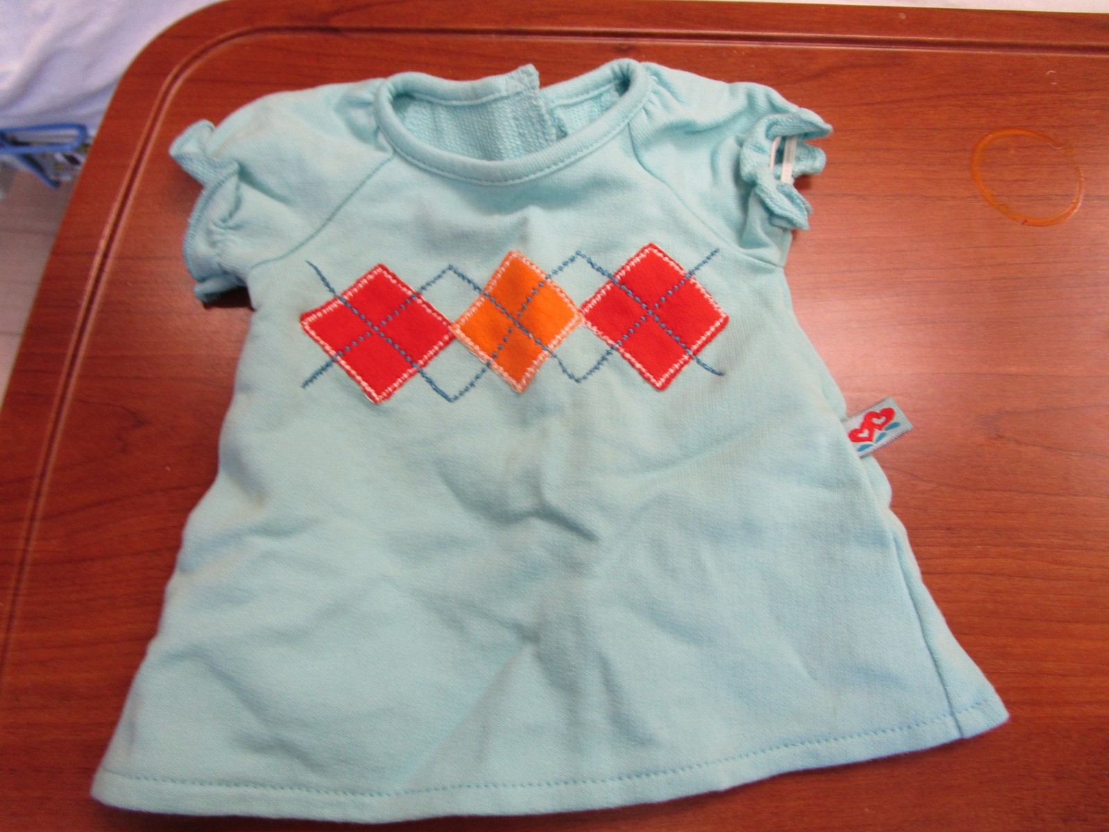 Bitty Baby American Girl clothing blue shirt with retro diamond pattern tagged