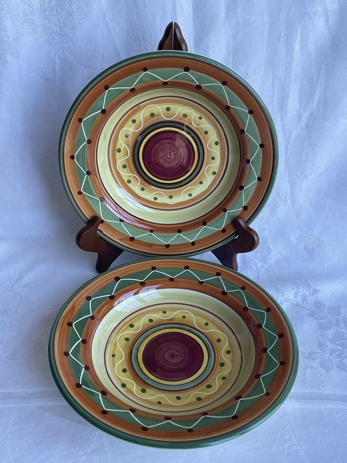 Pier 1 Etrusco Soup Salad Pasta Bowls Hand Painted Italy 9.5” Set of 2