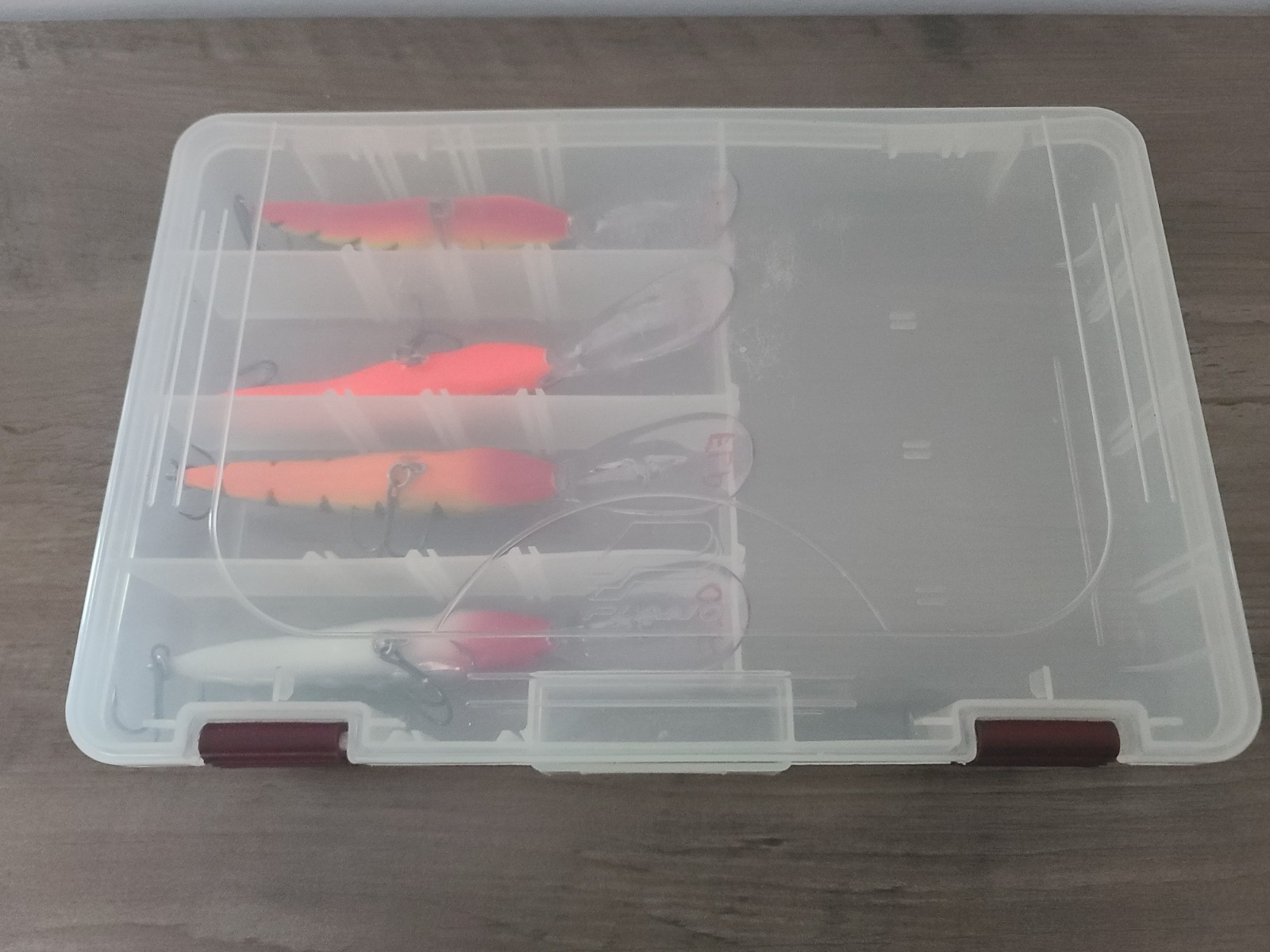 Plano 3650 Fishing Tackle Box Clear Case Dividers Made in USA w/4 Rapala Lures