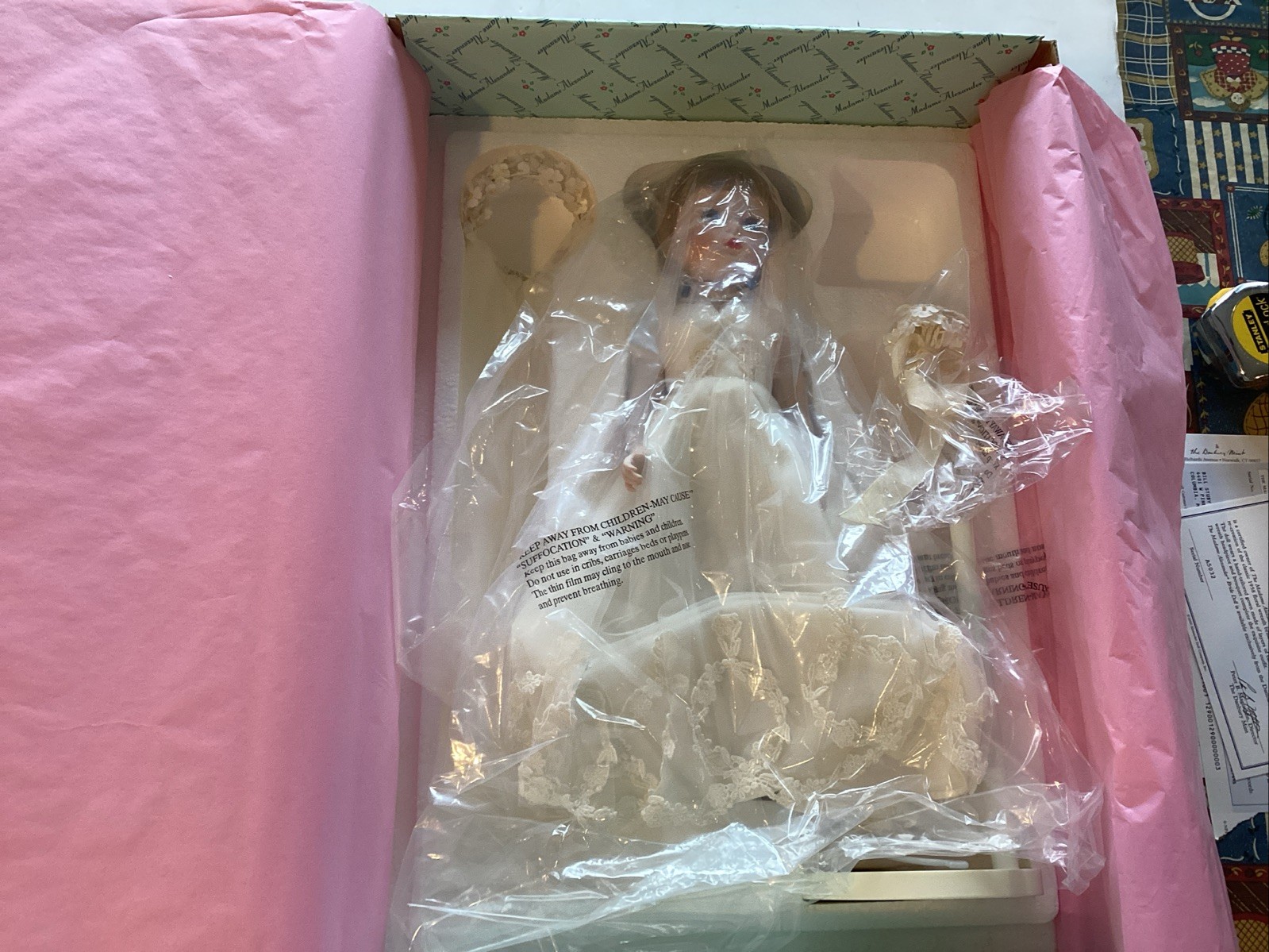 NIB Madame Alexander Porcelain Bride doll 13" Danbury Mint
