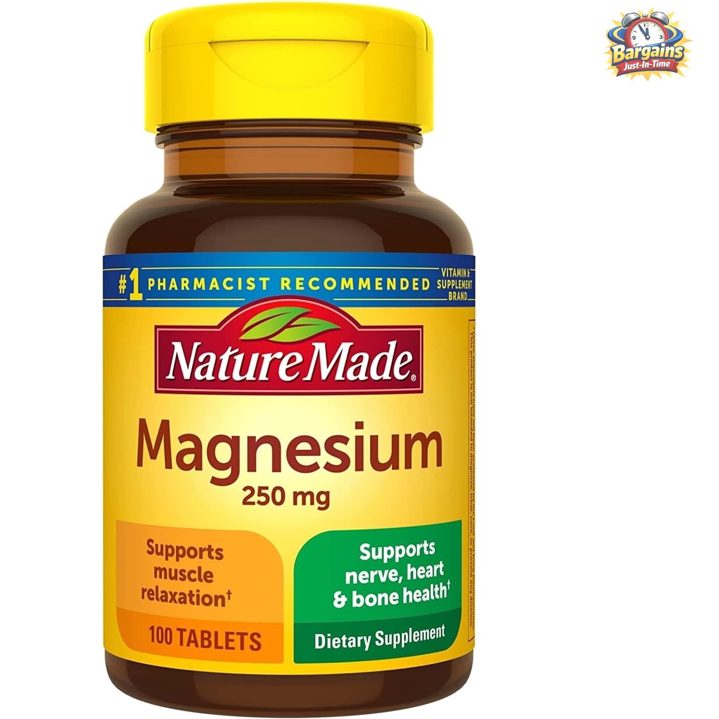 Gluten-Free Magnesium 250 mg Tablets – 100 ct for Enhanced Energy & Function